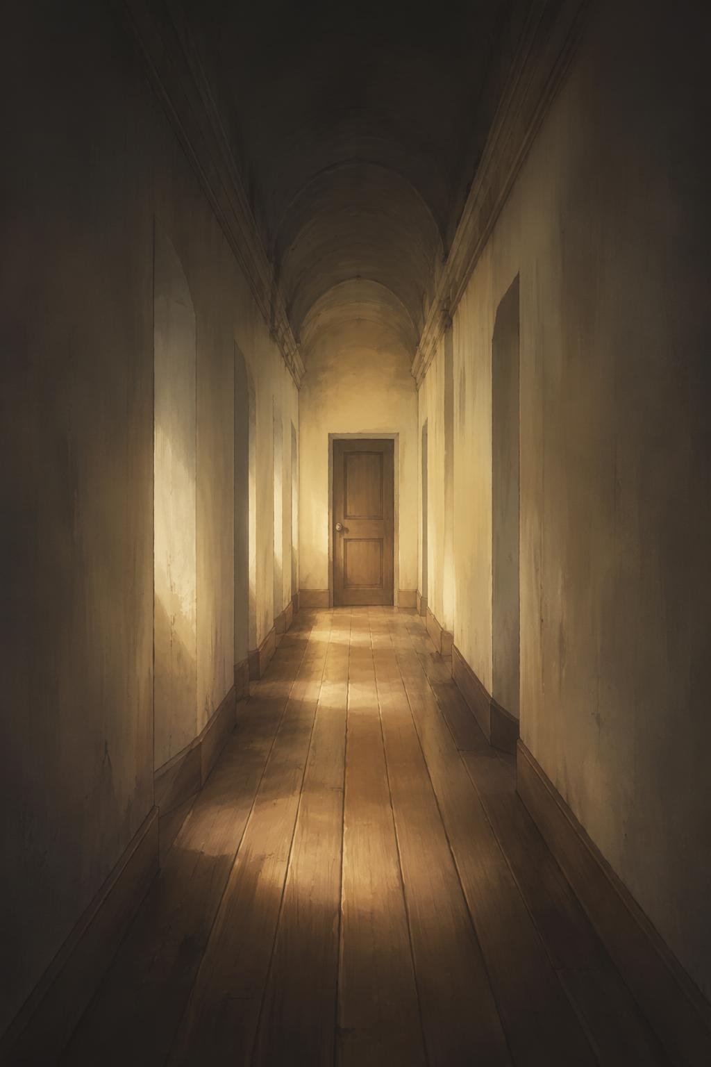 a dream of an endless hallway where each step draws you closer to an unavoidable door of change