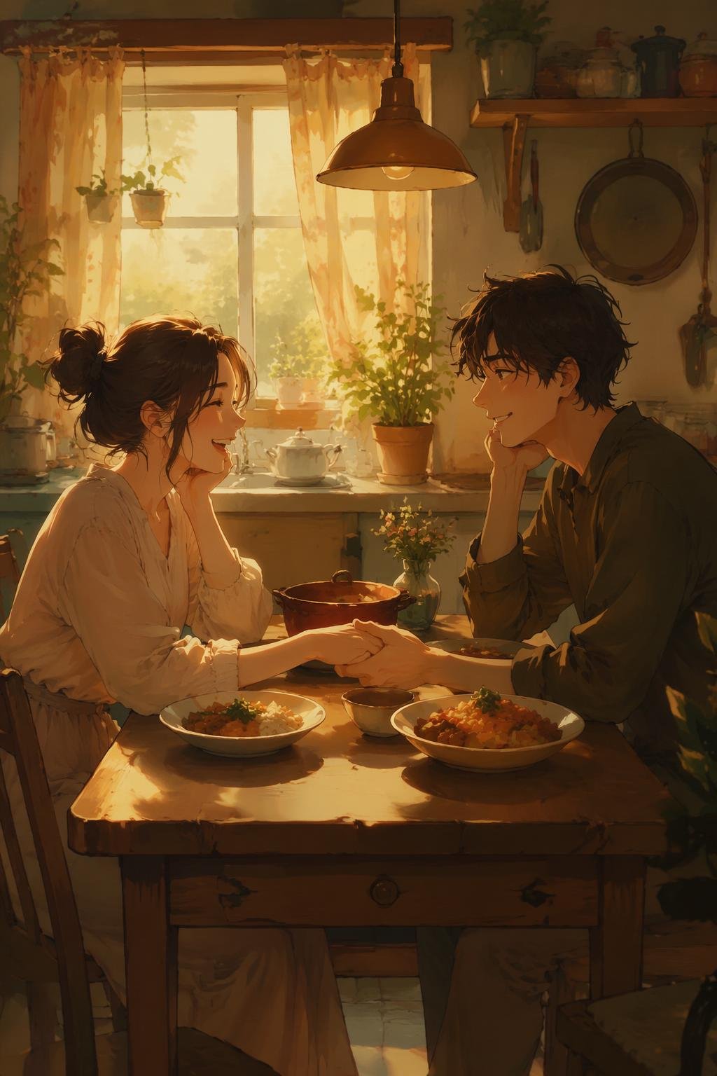 a gentle dialogue in a foreign kitchen, where laughter bridges the silence of unspoken words